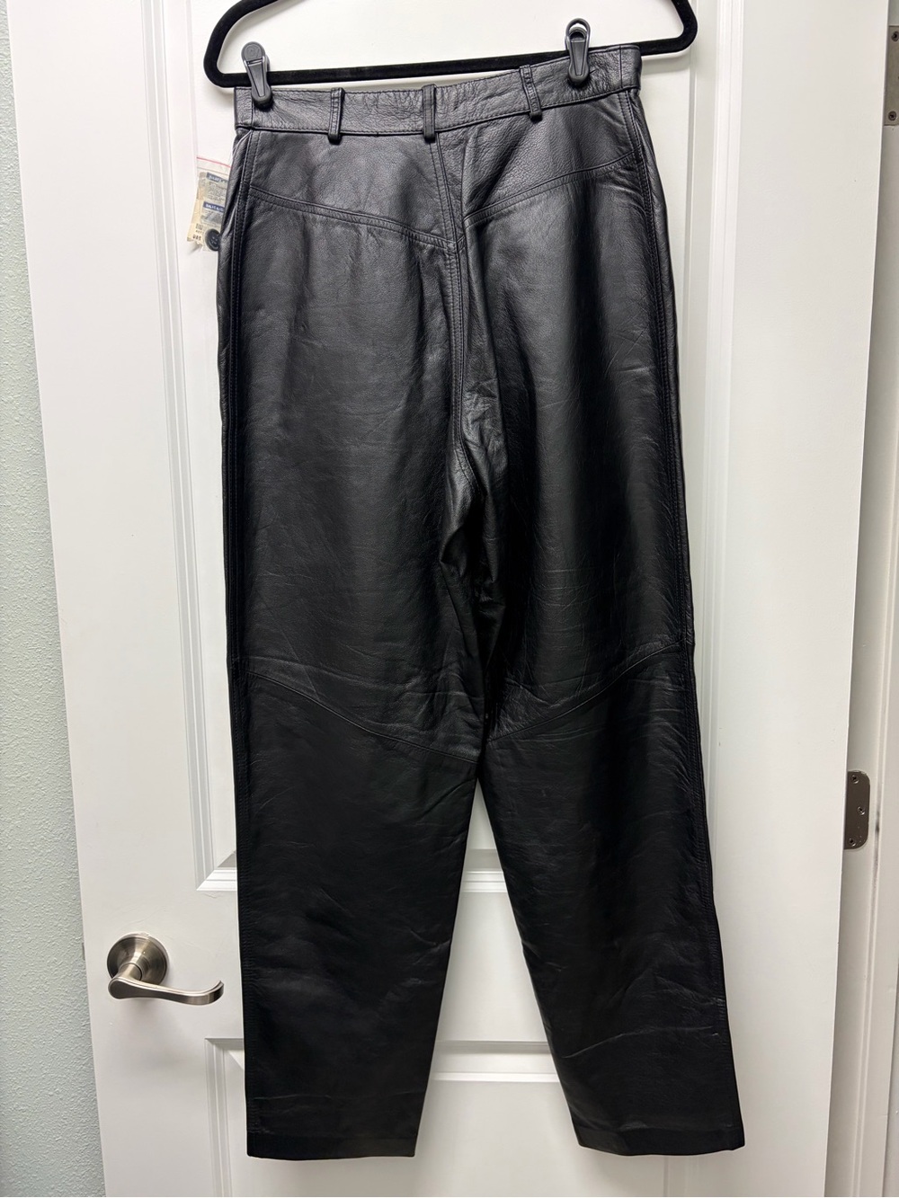 Vintage NWT Spiegel Black Straight-Leg Leather Pants - Picture 6 of 9